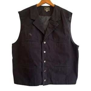 Wyoming Traders Mens Black Canvas Button Vest Size XL Cowboy Western Heavy Lined